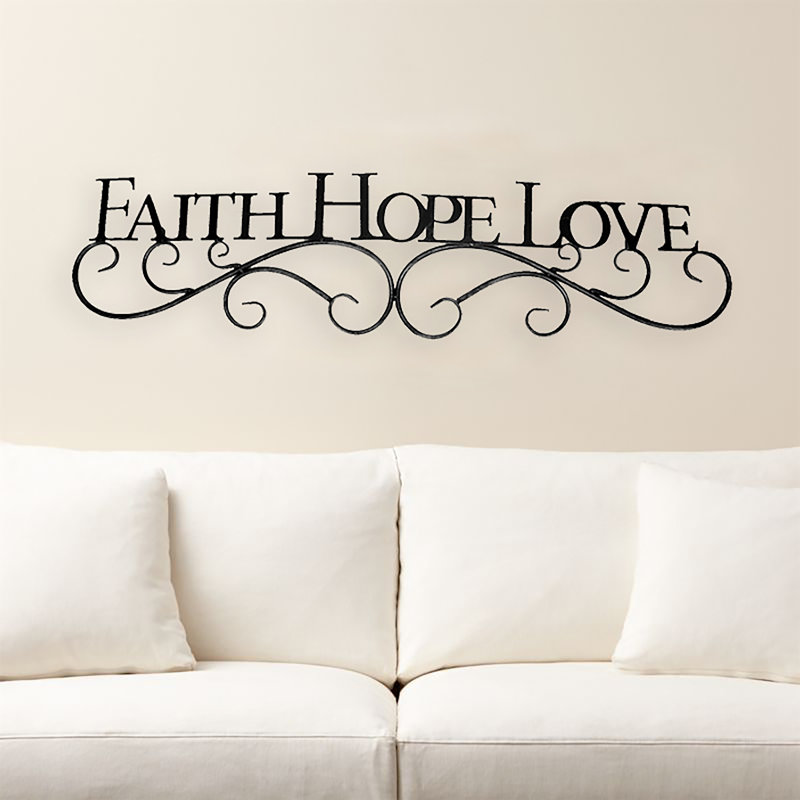 Winston Porter Metal Scroll Faith Hope Love Sign Wall Decor & Reviews